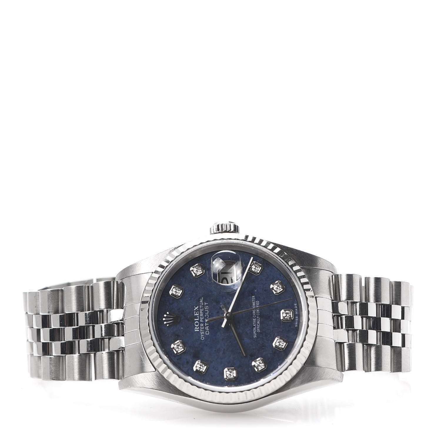 Rolex Stainless Steel 18K White Gold Diamond 36mm Oyster Perpetual Datejust Watch Sodalite 16234 3 of 7