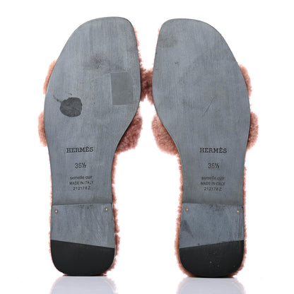Hermes Woolskin Oran Sandals 36.5 Rose Aube 4 of 4