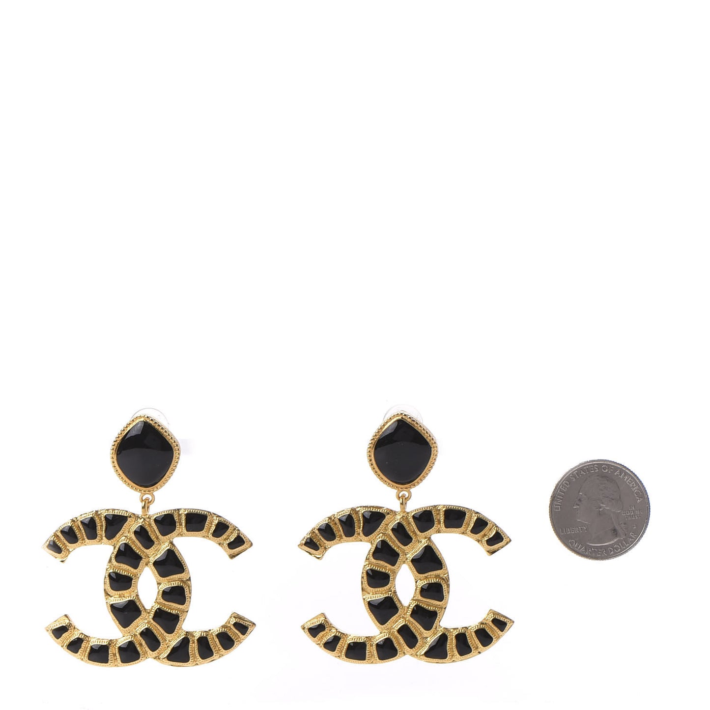 Resin Along The Nile CC Clip On Earrings Gold Black