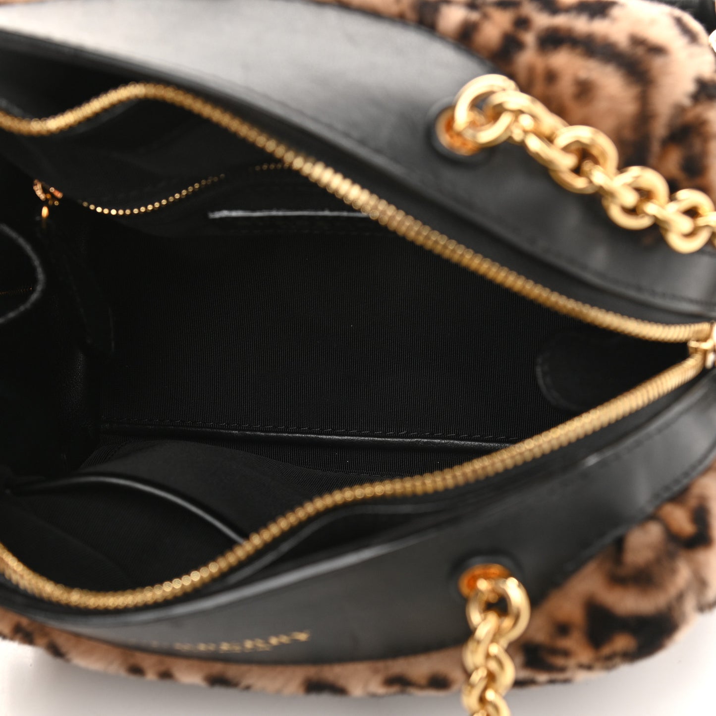 Prorsum Leopard Print Shearling Shoulder Bag Black