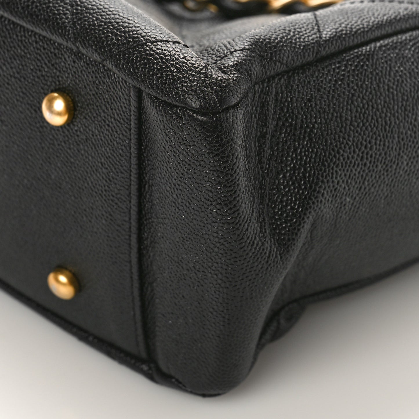 Caviar Quilted Small Shopping Tote Black