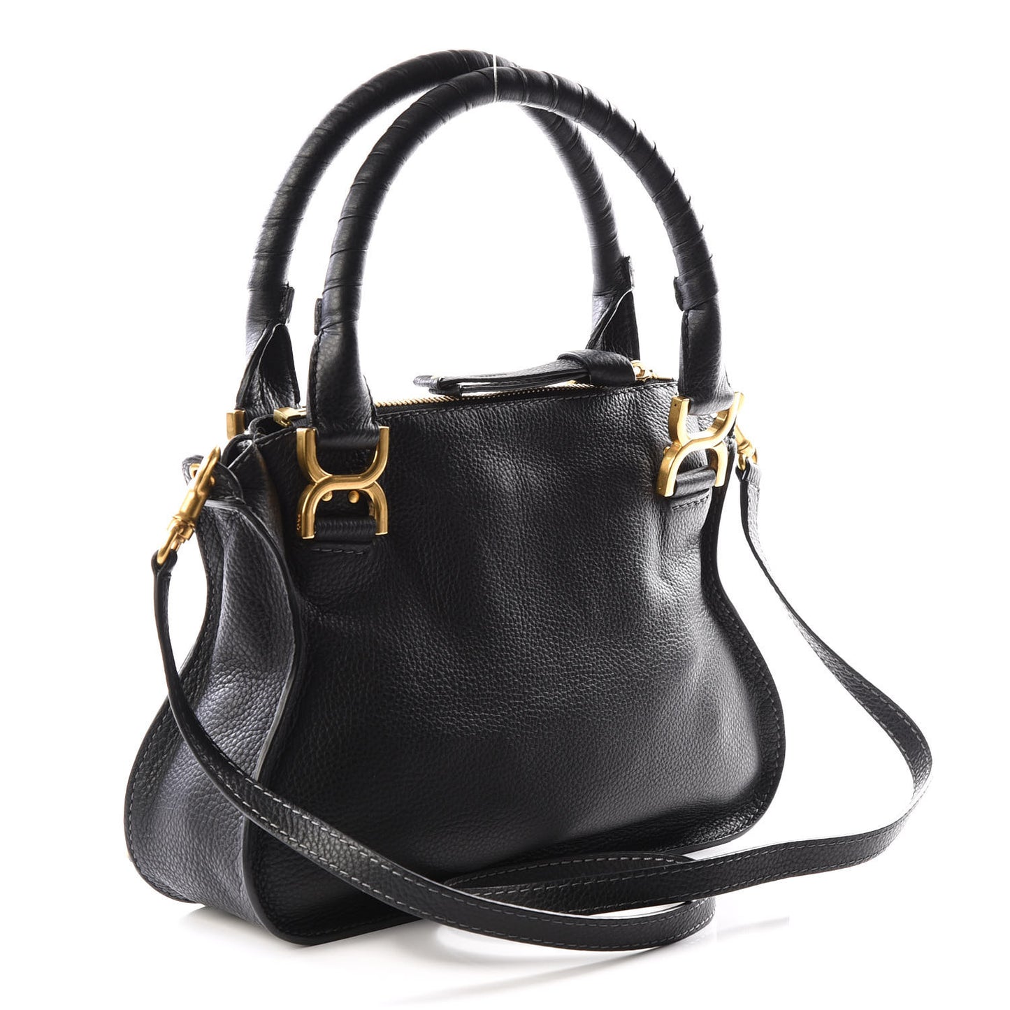 Calfskin Small Marcie Satchel Black