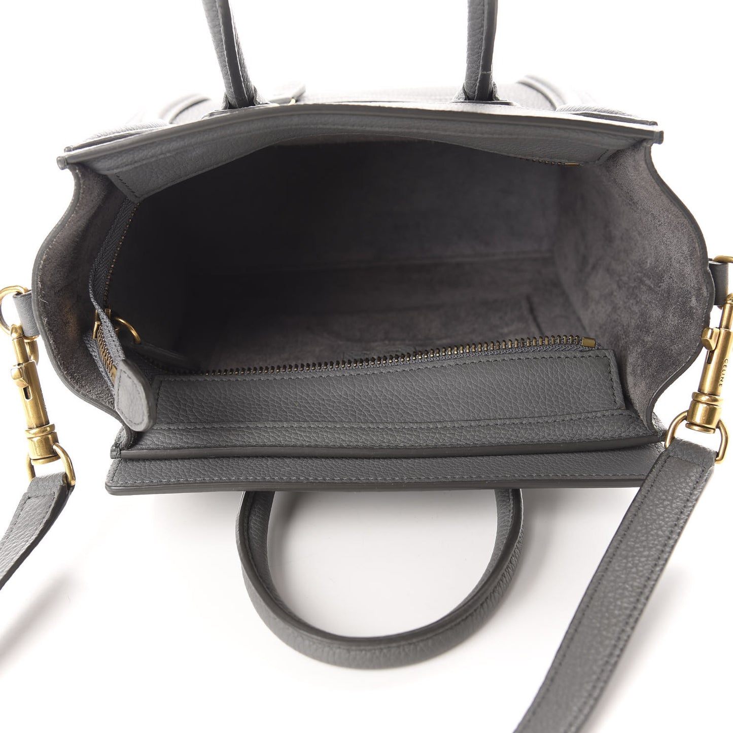 Baby Drummed Calfskin Nano Luggage Kohl