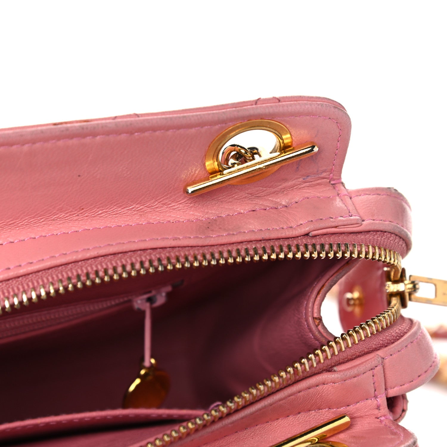 Chanel Lambskin Quilted Pocket Flap Shoulder Bag Pink 26 of 43