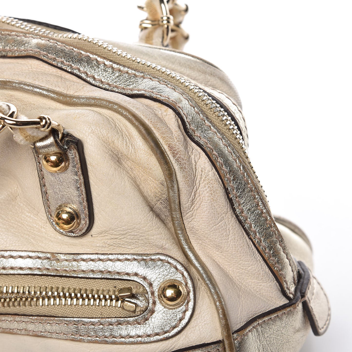 Goatskin Small Capri Bowler White Gold