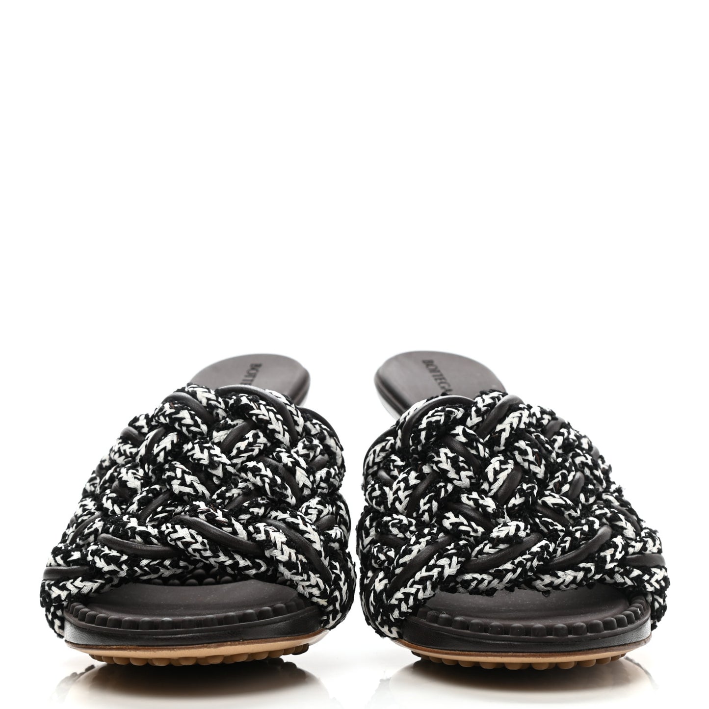 Lambskin Rope Woven Dot Sandals 37.5 Black