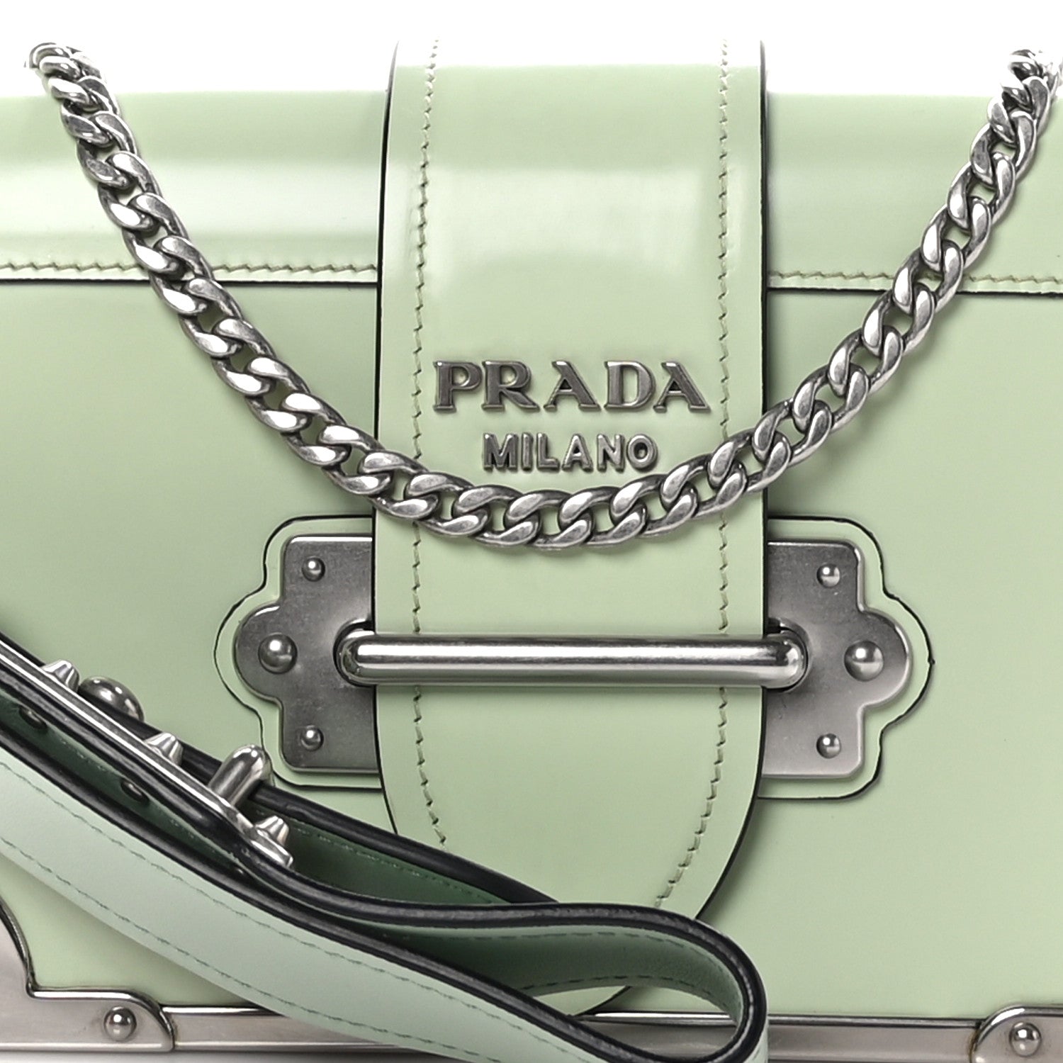 Prada Spazzolato Soft Calf Cahier Chain Wristlet Acqua 7 of 9