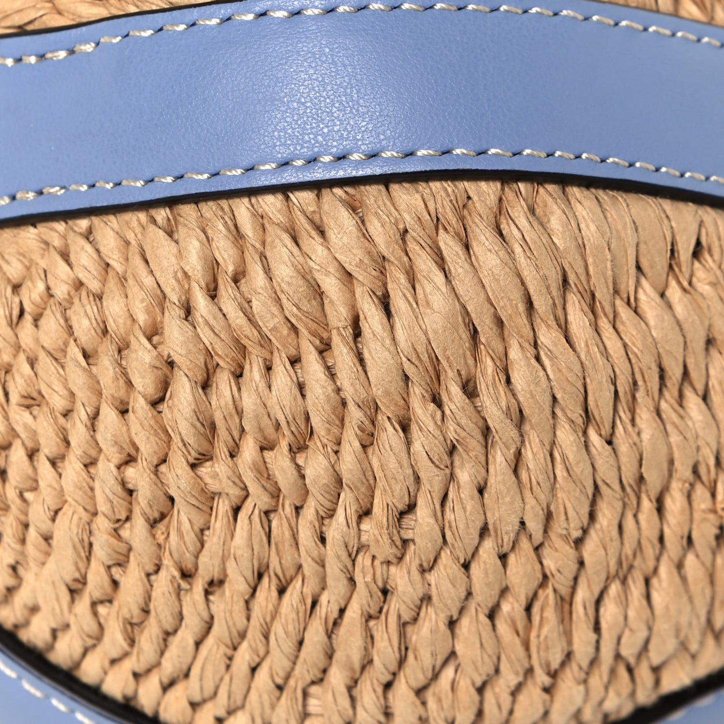 Raffia Calfskin Small Basket Gentle Blue
