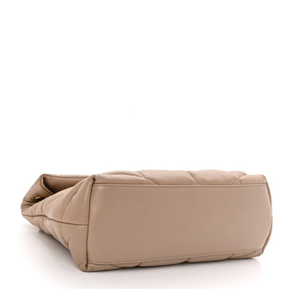 Saint Laurent Lambskin Quilted Medium Loulou Puffer Monogram Chain Satchel Dark Beige 4 of 10