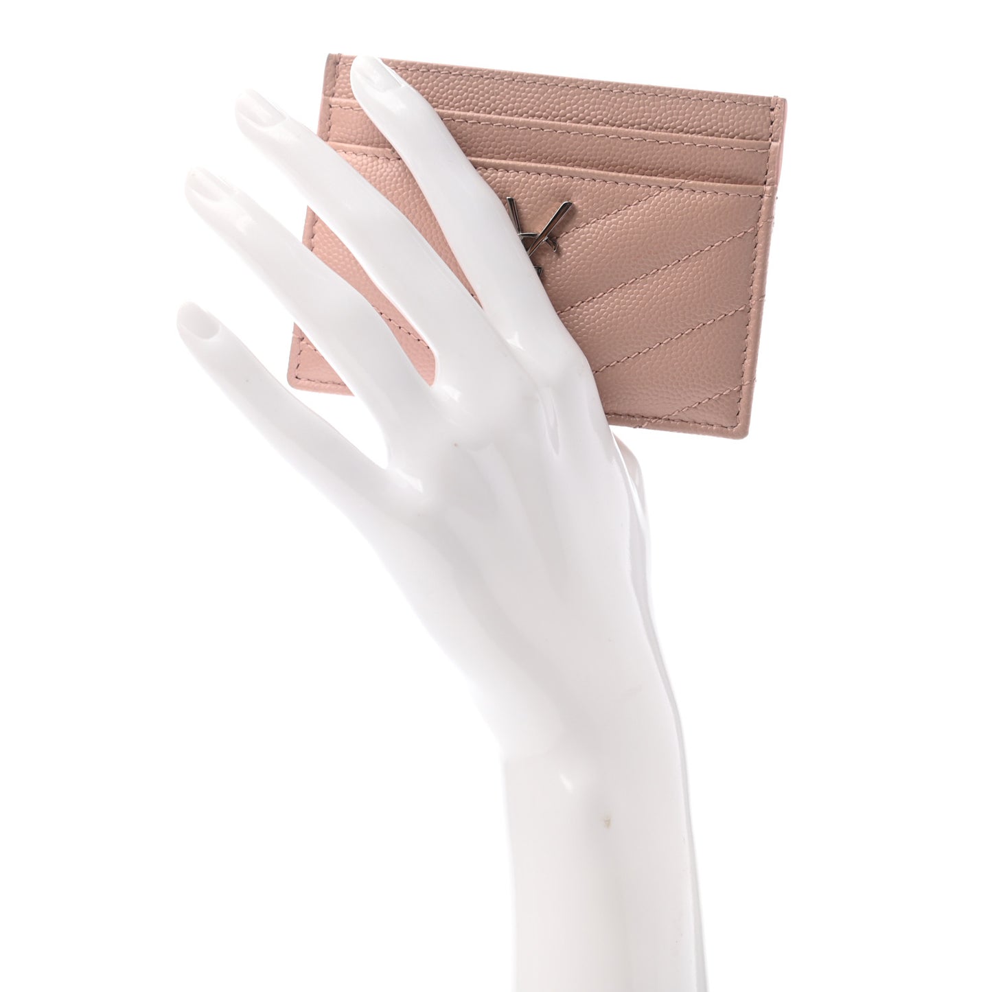 Grain De Poudre Matelasse Chevron Monogram Credit Card Case Pale Pink