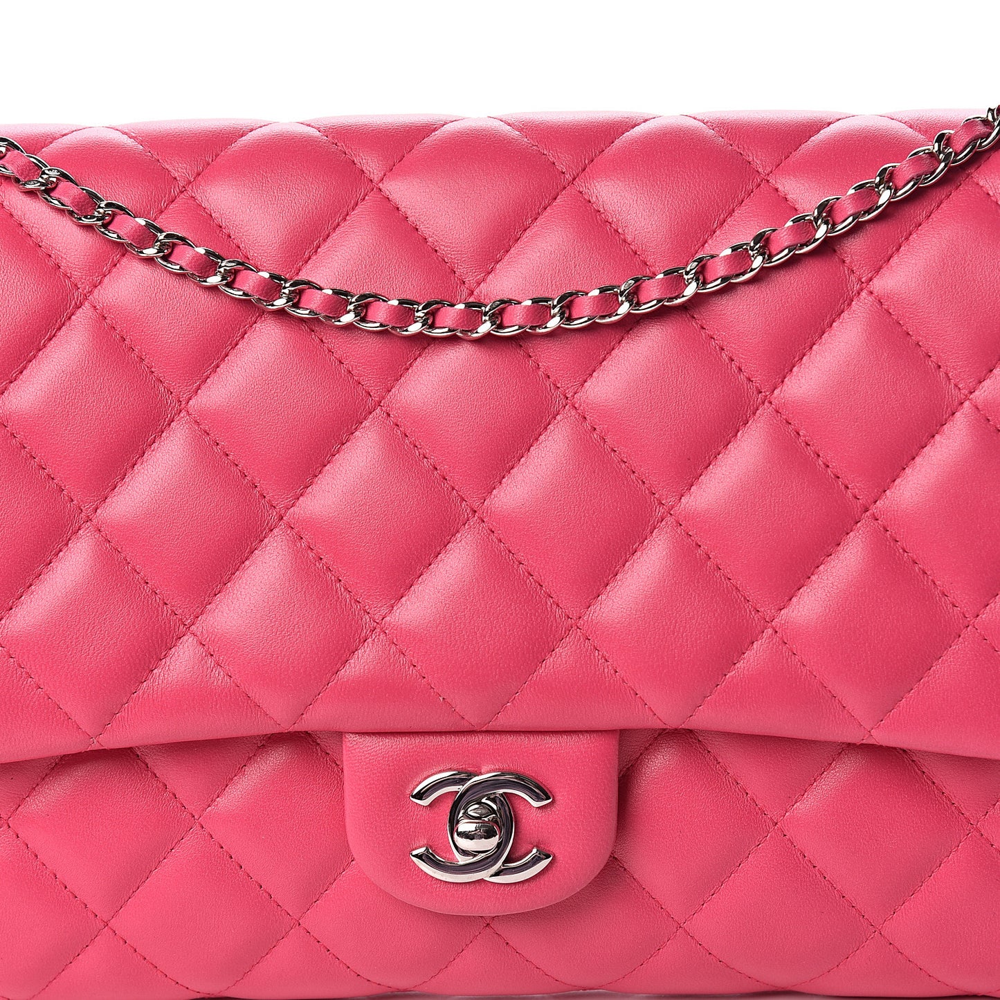 Lambskin Quilted Clutch With Chain Flap Pink
