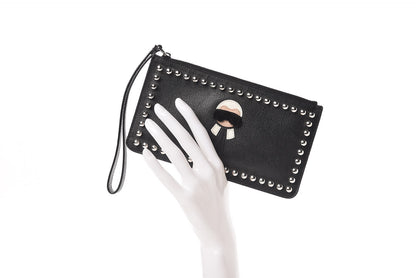 Fendi Vitello Elite Mink Fur Studded Karlito Zip Pouch Black 3 of 8