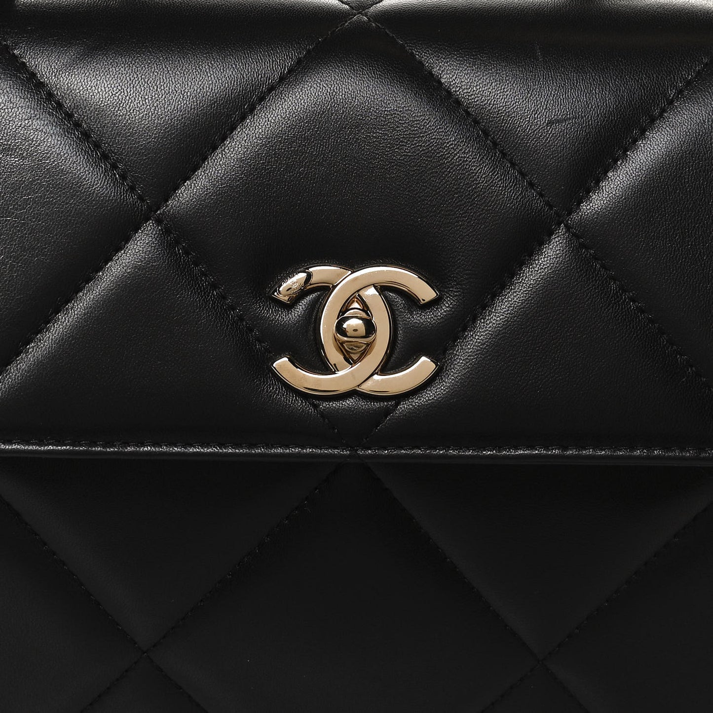 Lambskin Quilted Medium Trendy CC Flap Dual Handle Bag Black