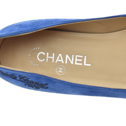 Chanel Suede Satin Cap Toe Gabrielle Ballerina Flats 36.5 Royal Blue Black 6 of 23