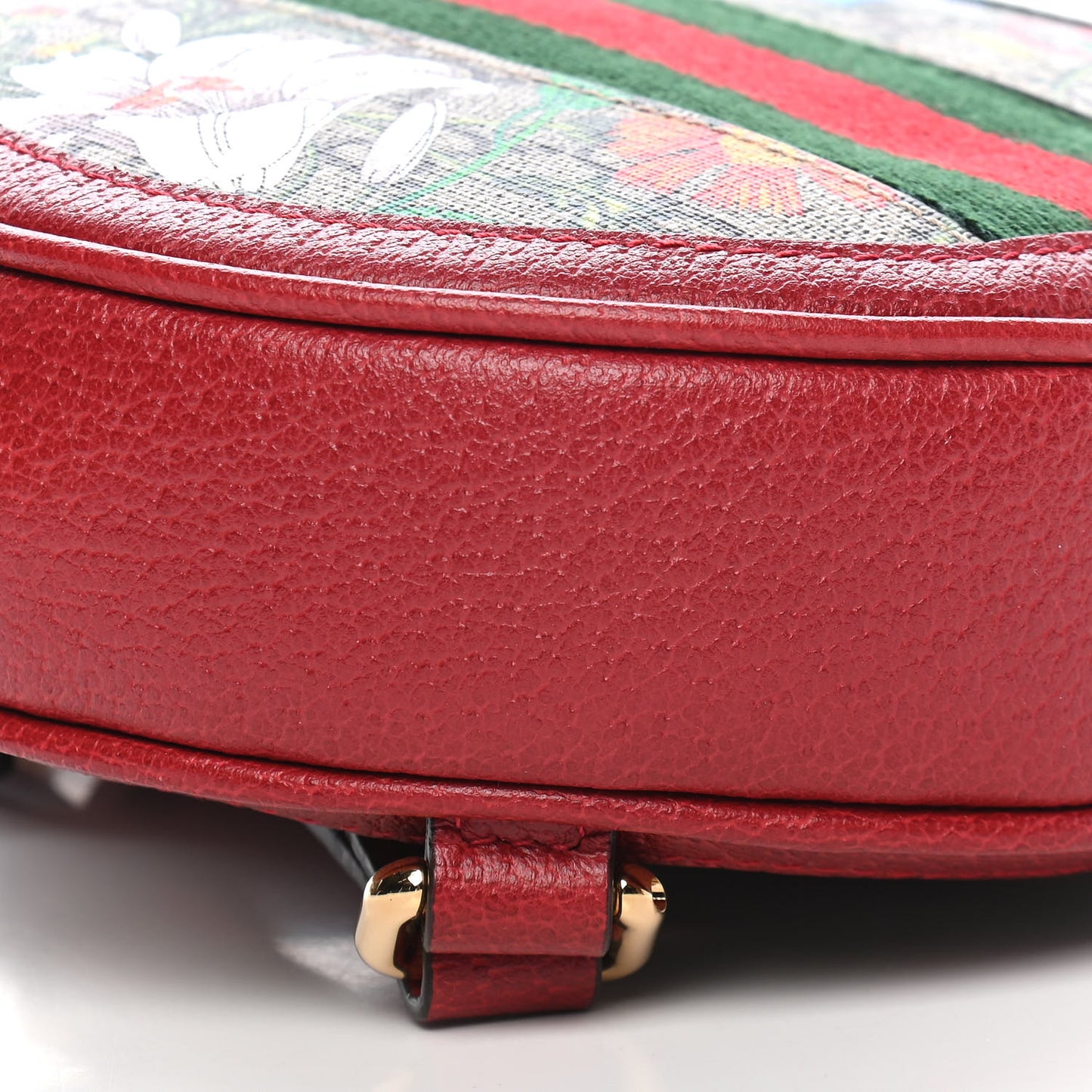 GG Supreme Monogram Web Flora Mini Ophidia Round Backpack Red
