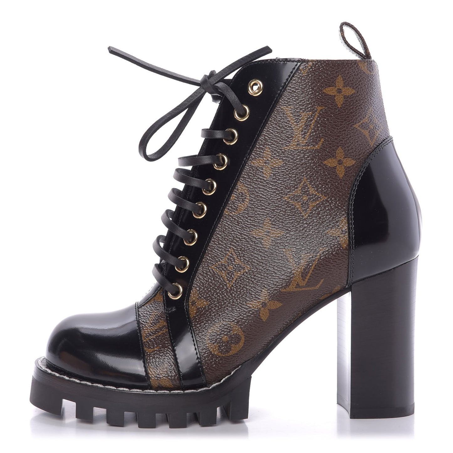Patent Calfskin Monogram Star Trail Ankle Boots 36.5 Black