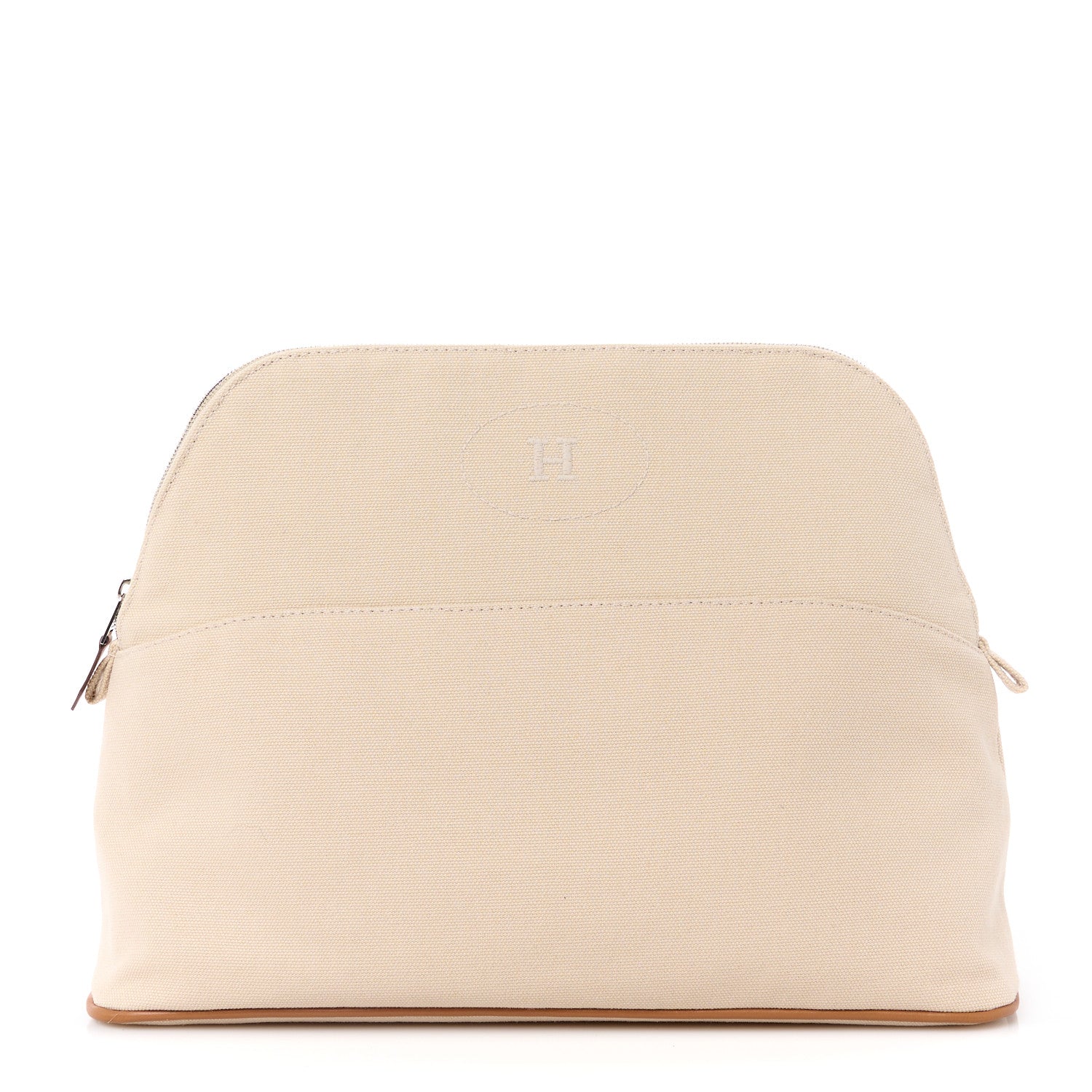 Hermes Cotton Canvas Mini Bolide Travel Cosmetic Pouch Natural 1 of 10