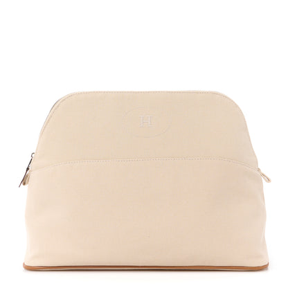 Hermes Cotton Canvas Mini Bolide Travel Cosmetic Pouch Natural 1 of 10