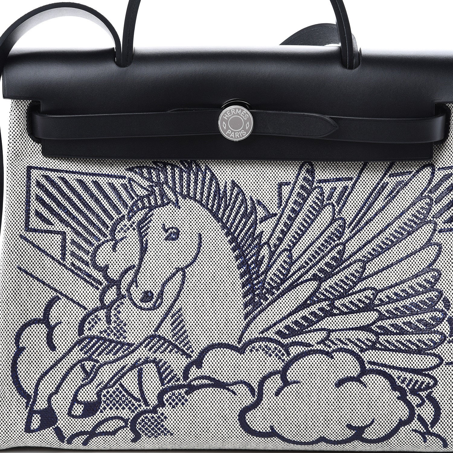 Hermes Vache Hunter Toile Pegase Pop Herbag Zip Retourne 31 PM Bleu Indigo 8 of 12