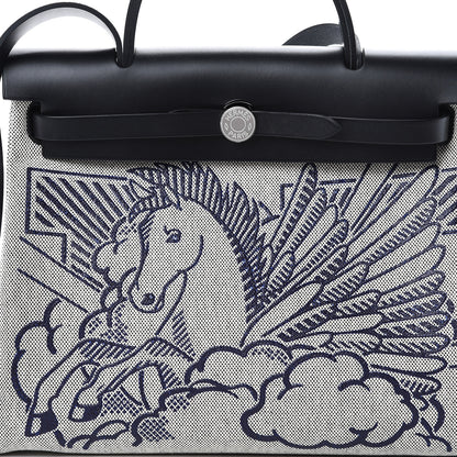 Hermes Vache Hunter Toile Pegase Pop Herbag Zip Retourne 31 PM Bleu Indigo 8 of 12