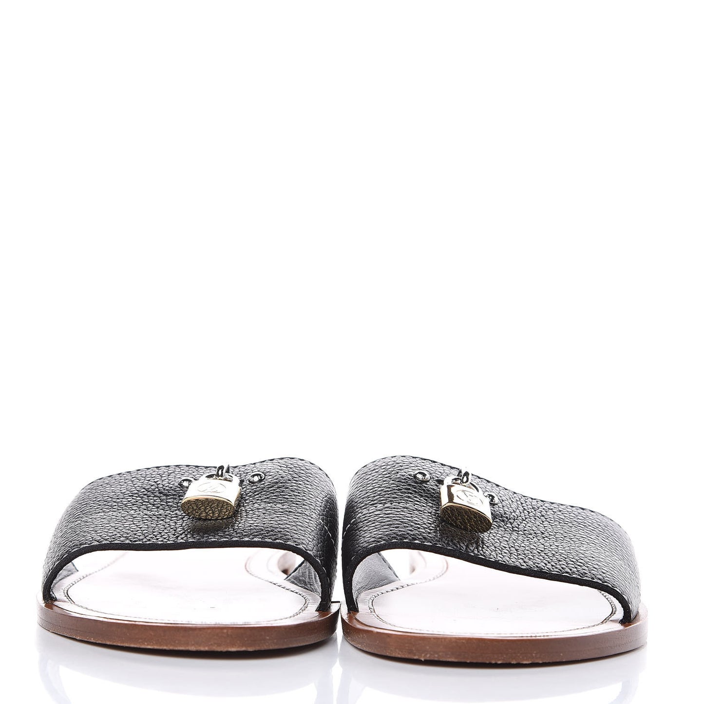 Calfskin Lockit Flat Sandals 40 Black