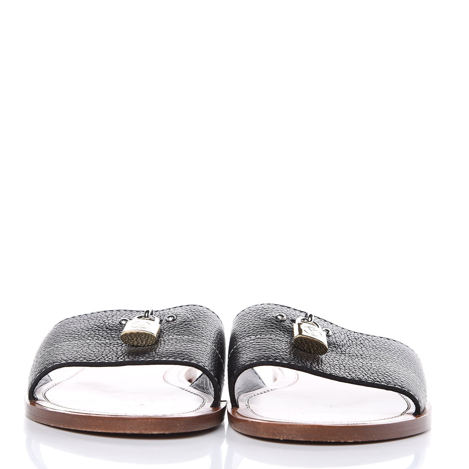 Louis Vuitton Calfskin Lockit Flat Sandals 40 Black 2 of 9