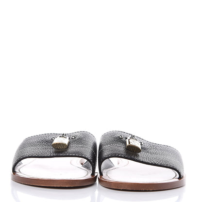 Louis Vuitton Calfskin Lockit Flat Sandals 40 Black 2 of 9