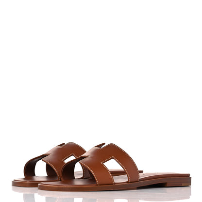 Hermes Box Calfskin Oran Sandals 36 Gold 3 of 10