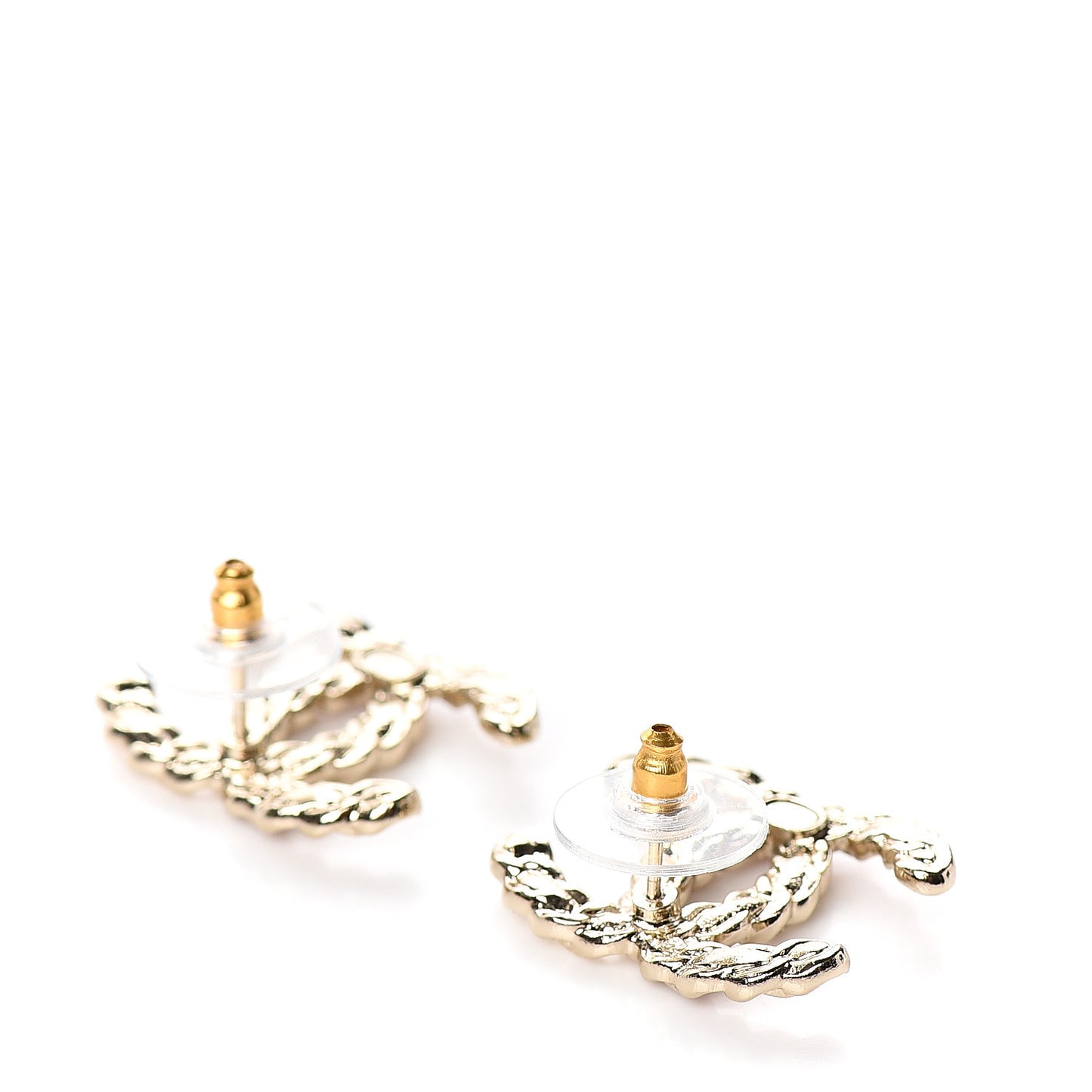 Enamel Metal Chain French New Wave CC Earrings Red Gold