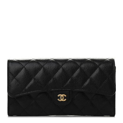 Chanel Caviar Quilted Large Gusset Flap Wallet Black 1 of 8