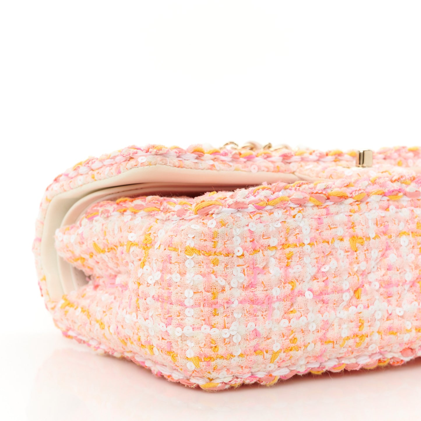 Tweed Braided Medium Flap Pink Orange