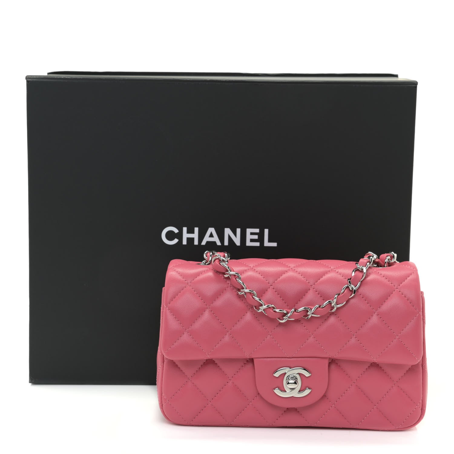 Chanel Lambskin Quilted Mini Rectangular Flap Pink 11 of 11