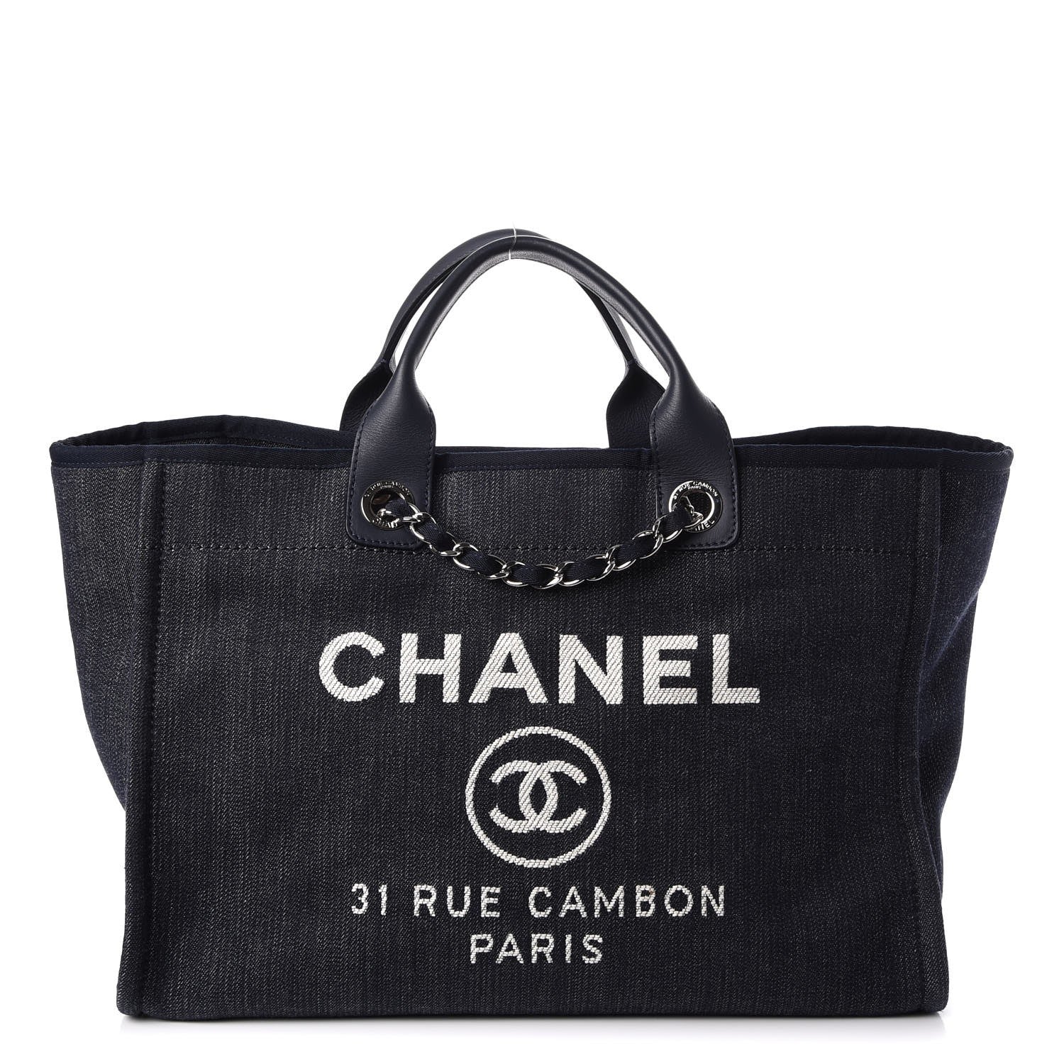 Chanel Denim Large Deauville Tote Dark Blue 1 of 7