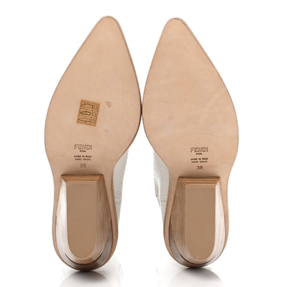 Fendi Grained Calfskin Cutwalk Ankle Boots 38 White 5 of 8