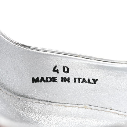 Prada Spazzolato Triangle Logo Pointed Toe 45mm Slingback Pumps 40 Argento 7 of 9