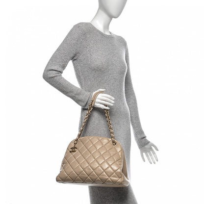 Chanel Aged Calfskin Large Just Mademoiselle Bowling Bag Beige 2 of 9