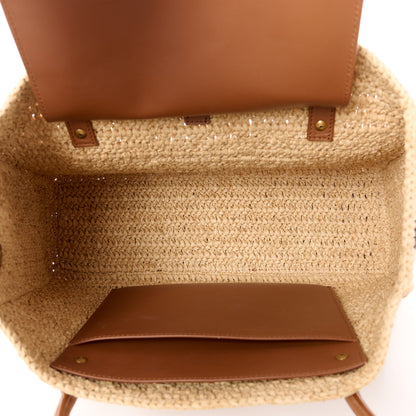 Saint Laurent Raffia Calfskin Panier Rectangle Tote Naturel Brick 5 of 13