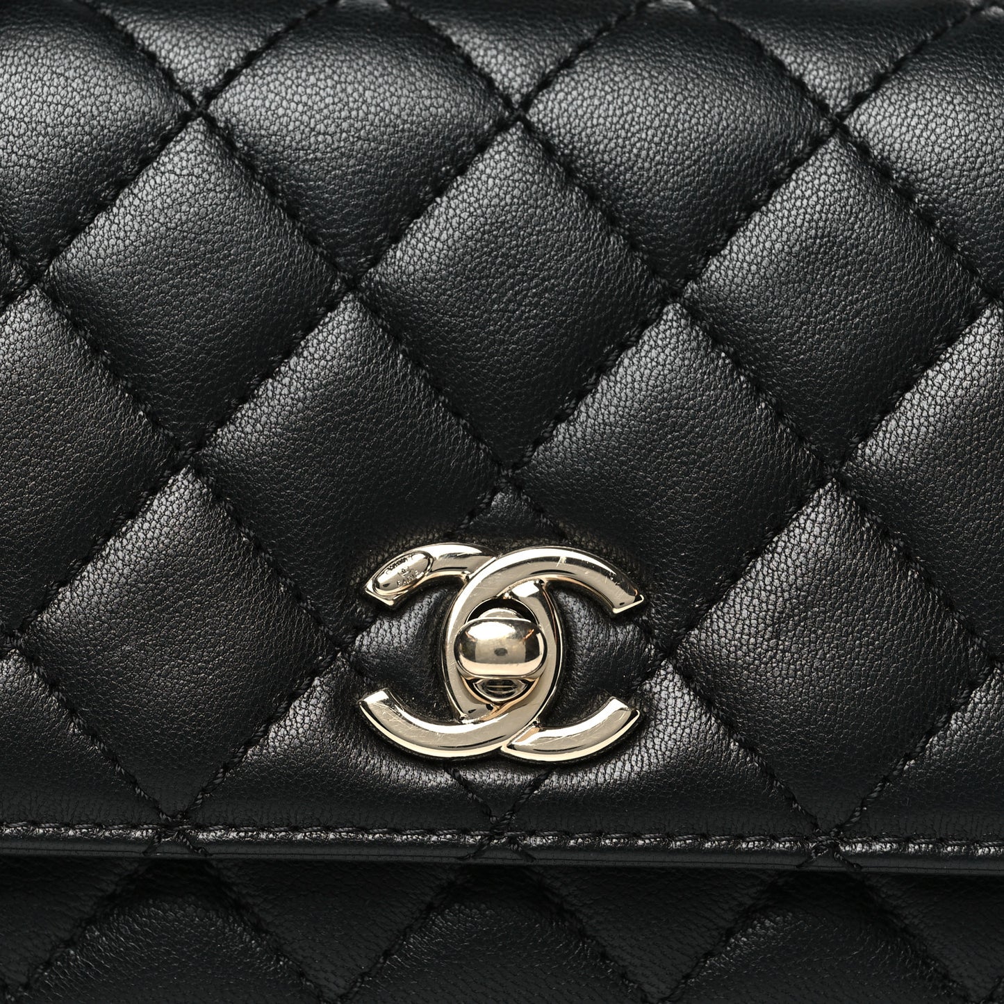 Goatskin Quilted Rainbow Extra Mini Coco Handle Flap Black