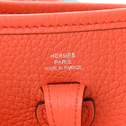 Hermes Taurillon Clemence Amazone Evelyne TPM Orange Poppy Bleu Saint Cyr 6 of 11