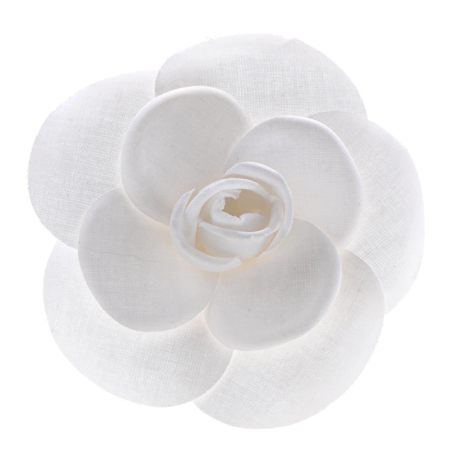 Linen Camellia Brooch Pin White