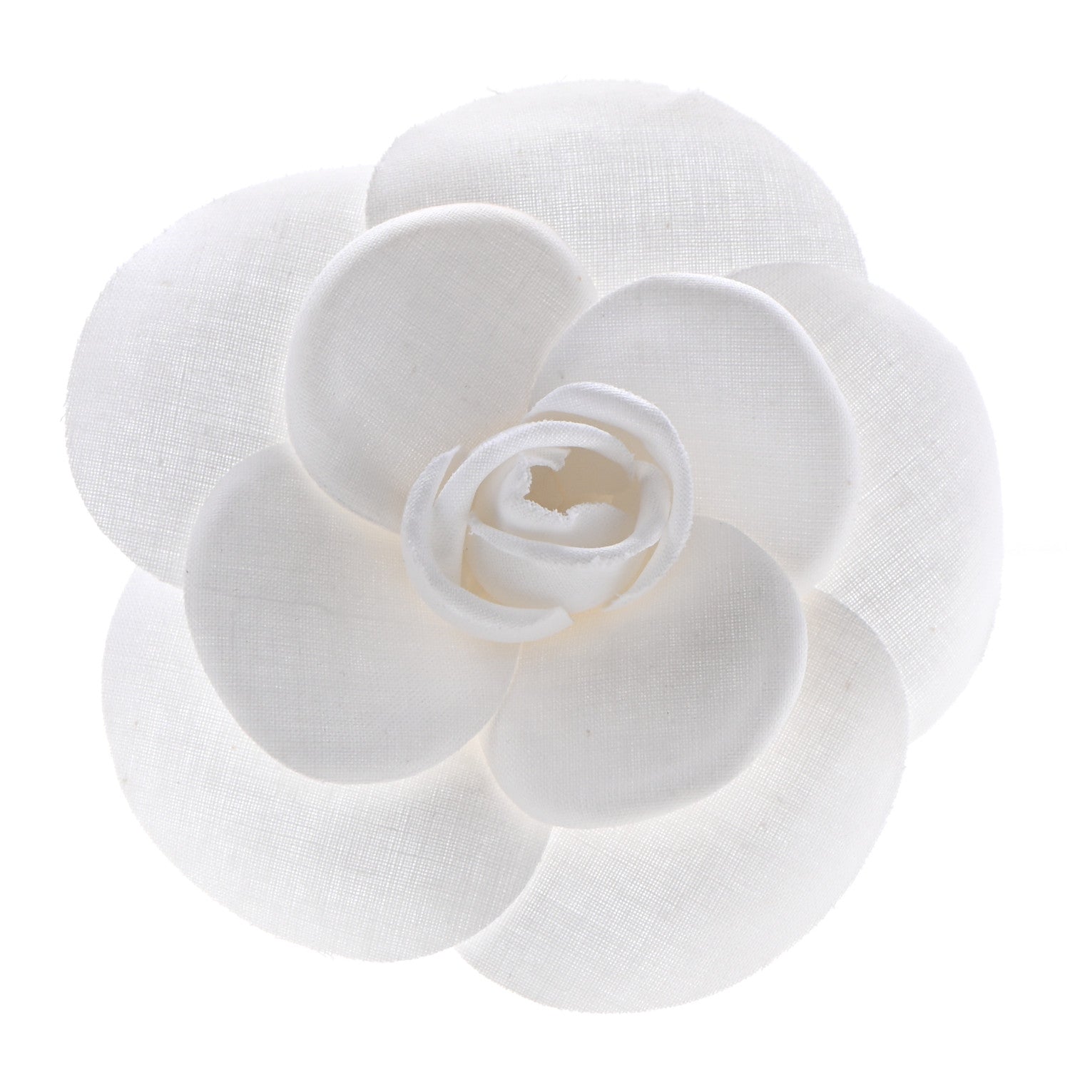Chanel Linen Camellia Brooch Pin White 1 of 5