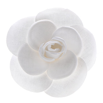 Chanel Linen Camellia Brooch Pin White 1 of 5