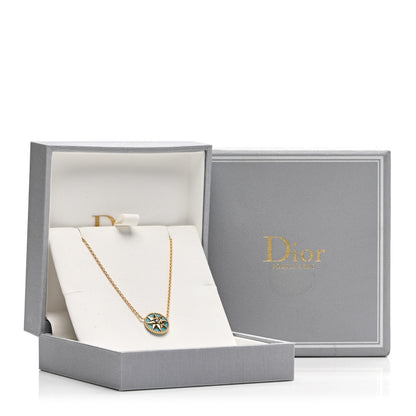 Christian Dior 18K Yellow Gold Diamond Turquoise Rose Des Vents Necklace 5 of 5