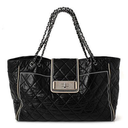 Chanel Lambskin Quilted Large East West Tote Black 1 of 10
