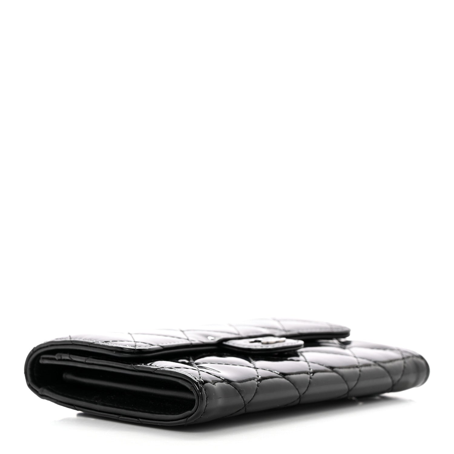 Chanel Patent Calfskin Quilted Small Flap Wallet Black 4 of 10