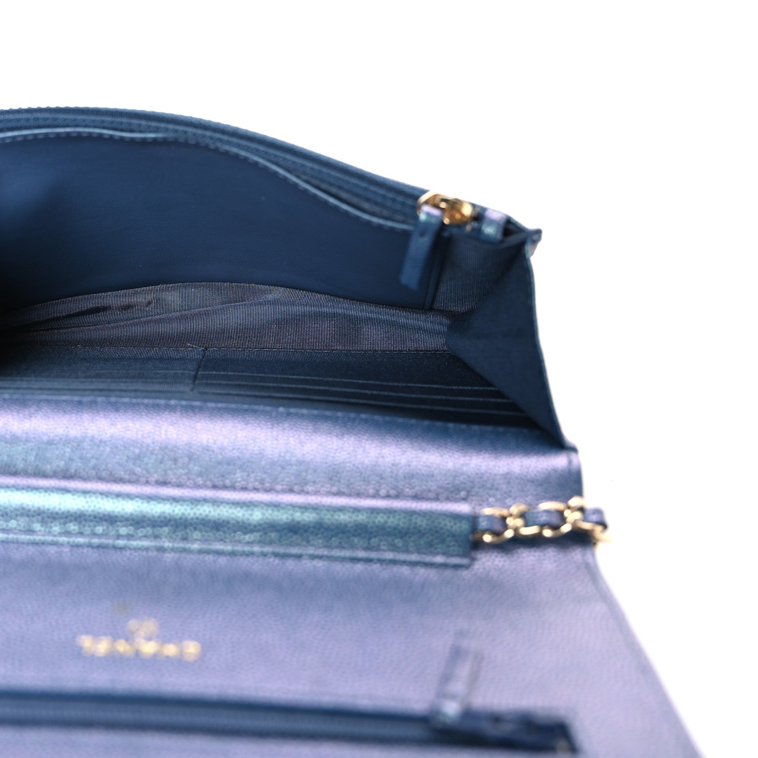 Chanel Iridescent Caviar Quilted Wallet on Chain WOC Dark Blue 5 of 11