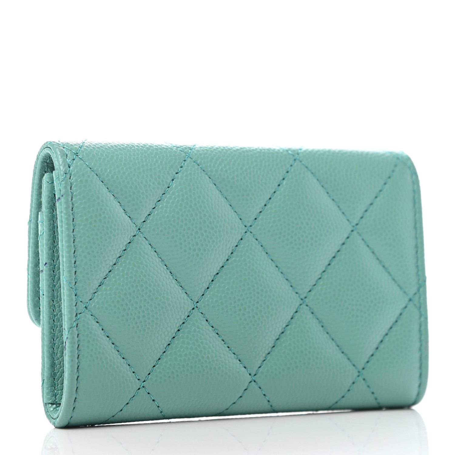 Chanel Caviar Pearl Quilted Coco Candy Flap Card Holder Blue 2 of 7