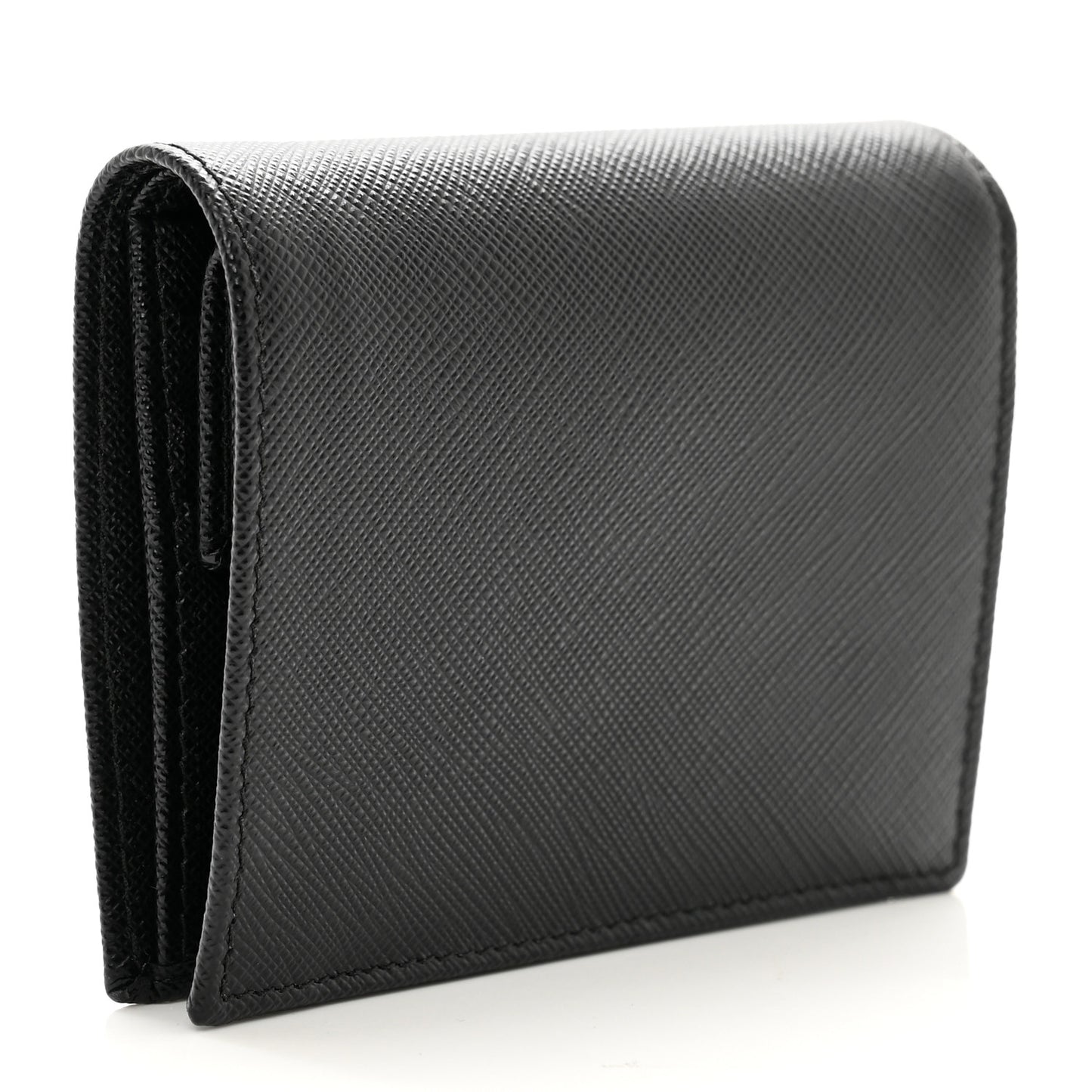 Saffiano Small Triangle Bi-Fold Wallet Black