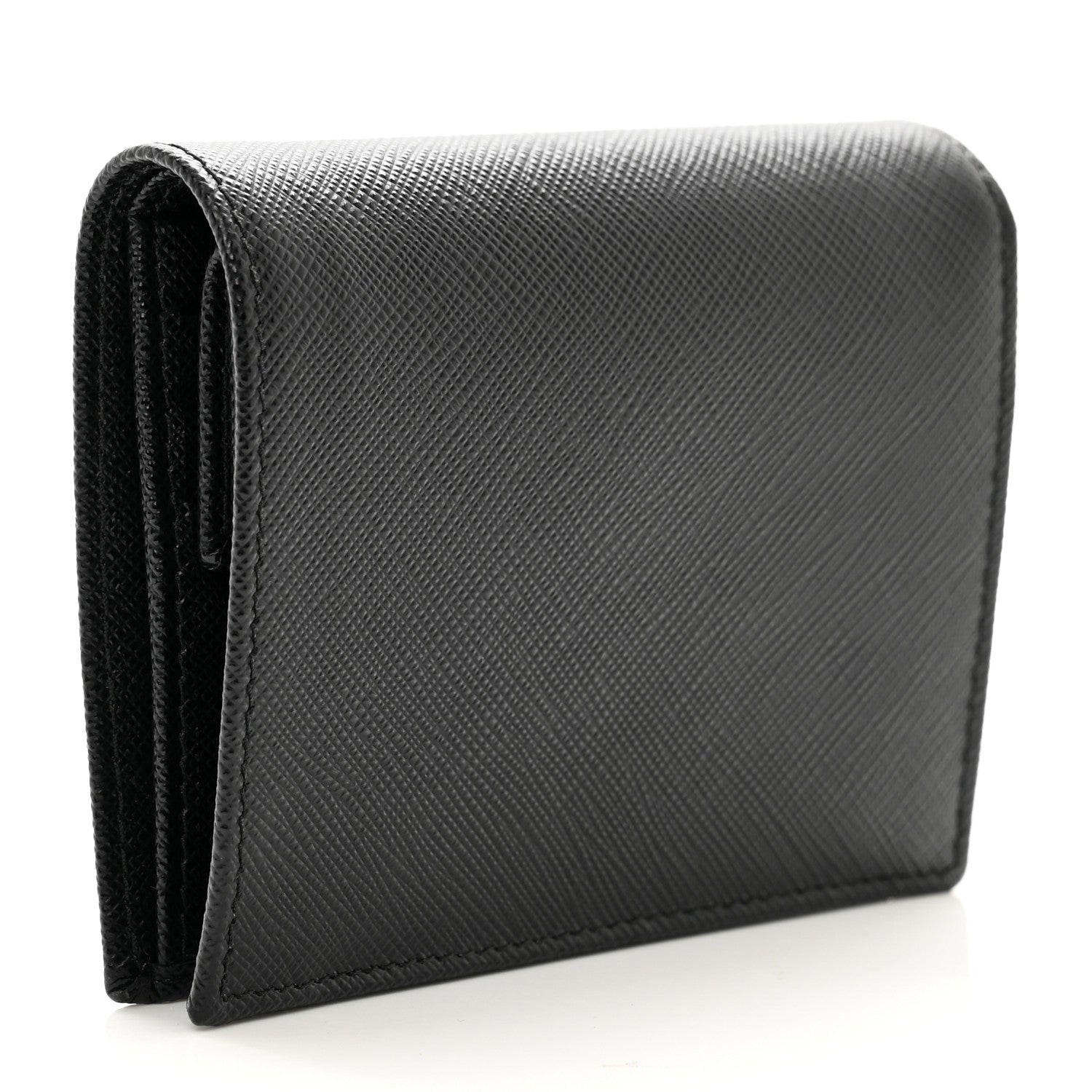 Prada Saffiano Small Triangle Bi-Fold Wallet Black 4 of 7