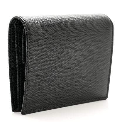 Prada Saffiano Small Triangle Bi-Fold Wallet Black 4 of 7
